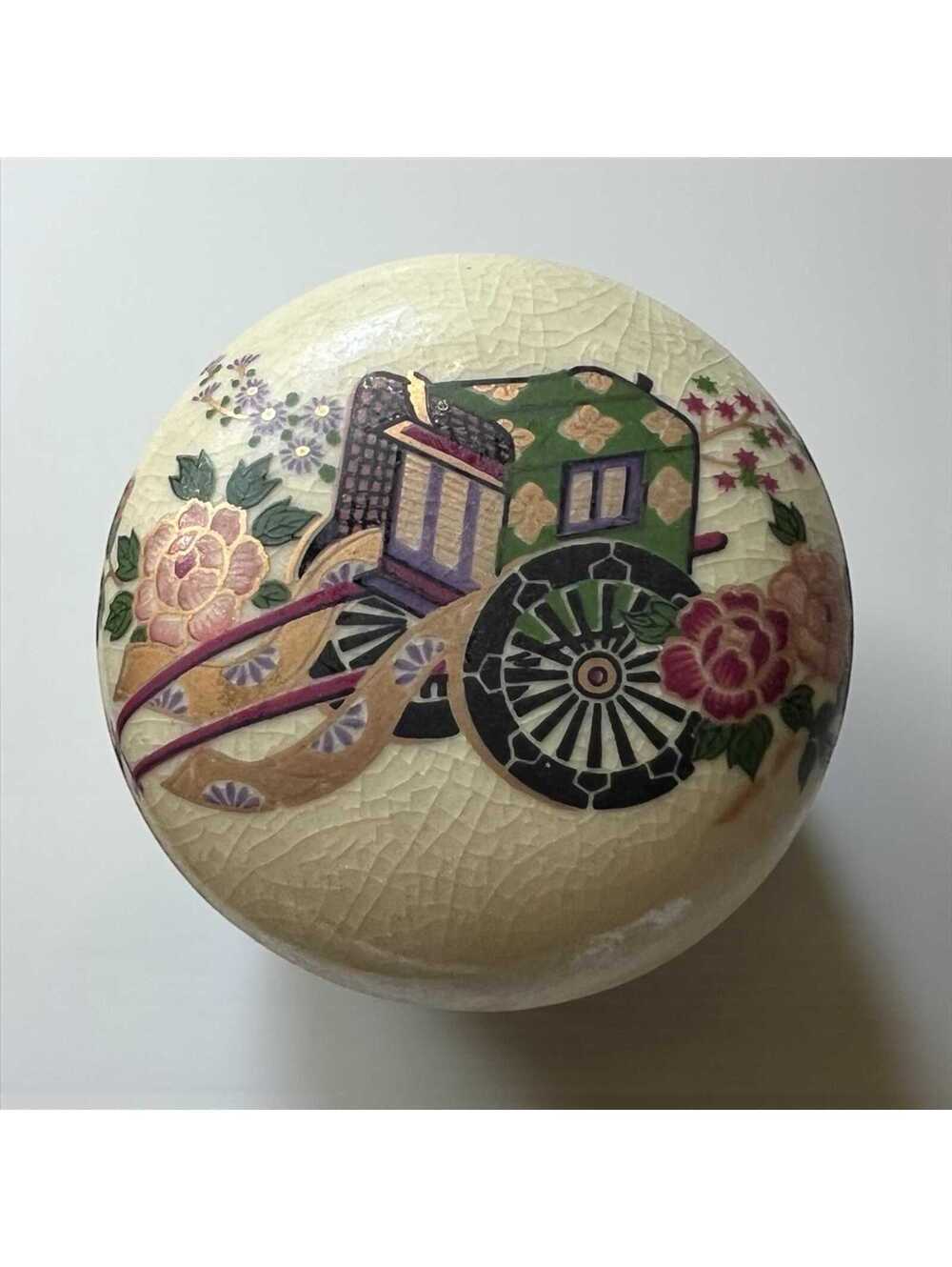 Vintage Japanese Satsuma Style Trinket Box | Hand Painted Porcelain Keepsake Box